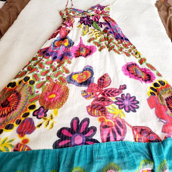 Apollo Boho Floral Maxi Dress Medium | Colorful Festival Resort Sundress - Picture 11 of 12